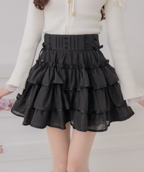 couture BY ROJITA(クチュールバイロジータ)の「シアーラッフルミニスカパン(スカート・レディース・ピンクベージュ/ブラック/ホワイト・FREE)」の21枚目の写真
