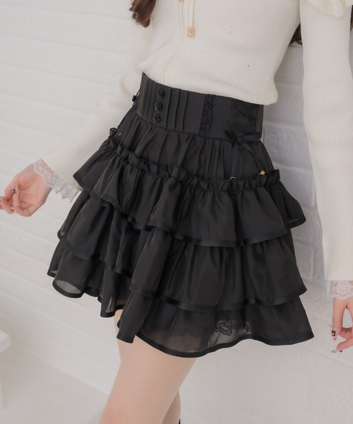 couture BY ROJITA(クチュールバイロジータ)の「シアーラッフルミニスカパン(スカート・レディース・ピンクベージュ/ブラック/ホワイト・FREE)」の20枚目の写真