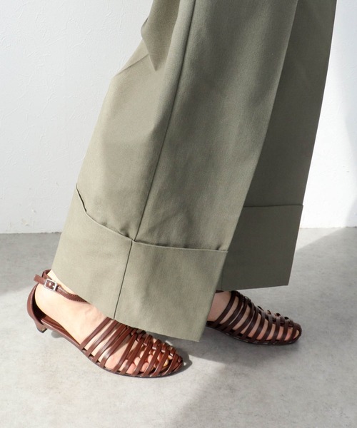 Three Four Time（ｽﾘｰﾌｫｰﾀｲﾑ）の「ロールヘムセンタープレスイージーパンツ（その他パンツ・レディース・グリーン/ネイビー・FREE）」の7枚目の写真