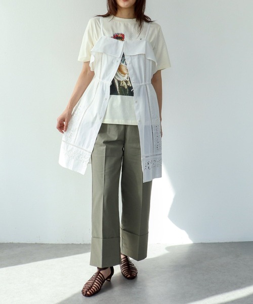 Three Four Time（ｽﾘｰﾌｫｰﾀｲﾑ）の「ロールヘムセンタープレスイージーパンツ（その他パンツ・レディース・グリーン/ネイビー・FREE）」の10枚目の写真