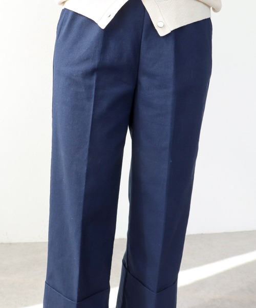 Three Four Time（ｽﾘｰﾌｫｰﾀｲﾑ）の「ロールヘムセンタープレスイージーパンツ（その他パンツ・レディース・グリーン/ネイビー・FREE）」の14枚目の写真