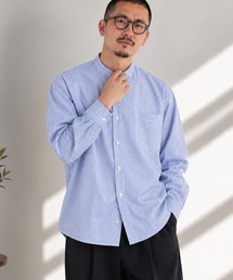 ZIP FIVE（ジップファイブ）の「高密度編み オックスフォード 無地&ストライプ 2タイプ 長袖バンドカラーシャツ（シャツ/ブラウス）」