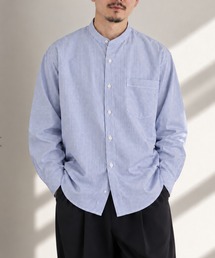 ZIP FIVE（ジップファイブ）の「高密度編み オックスフォード 無地＆ストライプ 2タイプ　長袖バンドカラーシャツ（シャツ/ブラウス）」
