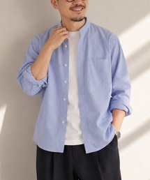 ZIP FIVE（ジップファイブ）の「高密度編み オックスフォード 無地&ストライプ 2タイプ 長袖バンドカラーシャツ（シャツ/ブラウス）」
