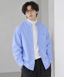 ZIP FIVE（ジップファイブ）の「高密度編み オックスフォード 無地＆ストライプ 2タイプ　長袖バンドカラーシャツ（シャツ/ブラウス）」