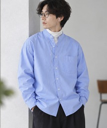 ZIP FIVE（ジップファイブ）の「高密度編み オックスフォード 無地＆ストライプ 2タイプ　長袖バンドカラーシャツ（シャツ/ブラウス）」