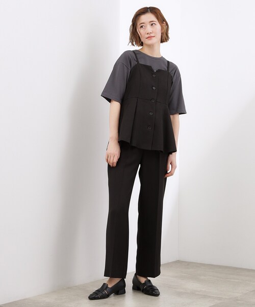 grove(グローブ)の「高評価!【貴島明日香さん着用・カセット服】リネンライクソフトフレアパンツ(その他パンツ・レディース・ベージュ/グレー/ブラック・05/04/03/02/01)」の4枚目の写真