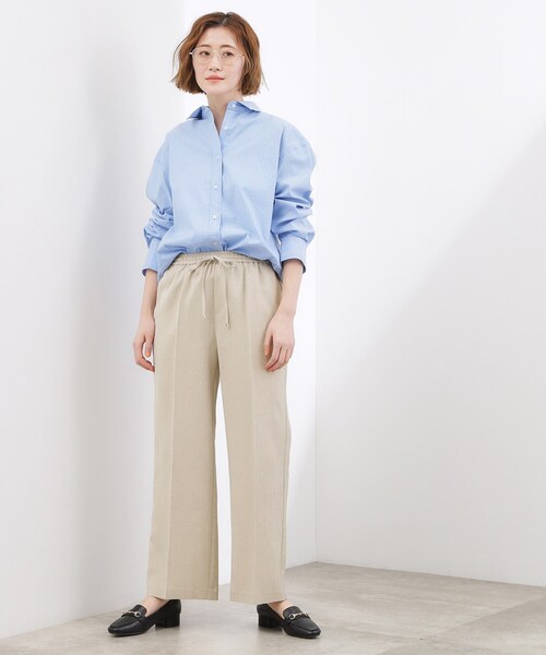 grove(グローブ)の「高評価!【貴島明日香さん着用・カセット服】リネンライクソフトフレアパンツ(その他パンツ・レディース・ベージュ/グレー/ブラック・05/04/03/02/01)」の8枚目の写真