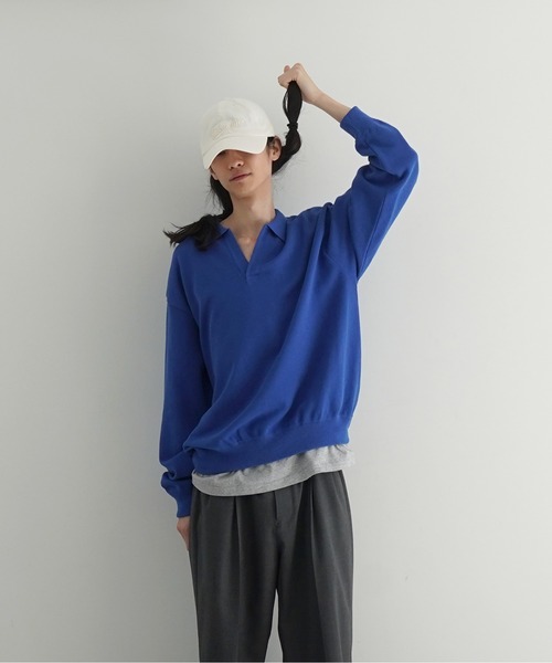 crepuscule（クレプスキュール）の「【EXCLUSIVE】crepuscule Co/ra moss stitch skipper（ニット/セーター・メンズ・ブルー/ヘザーグレー/ブルー系その他/オートミール/ブラウン系その他・1/2）」の4枚目の写真