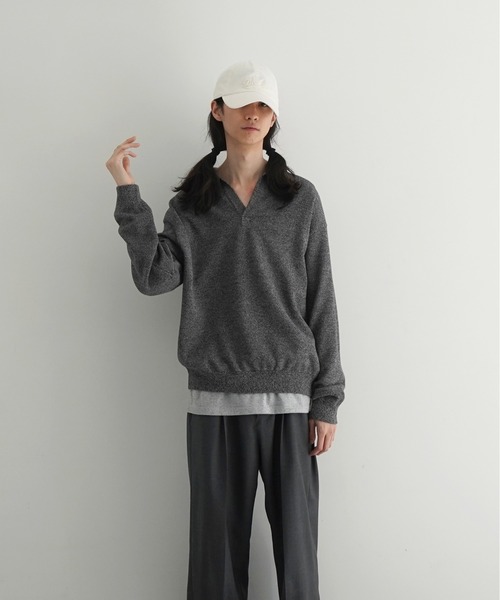 crepuscule（クレプスキュール）の「【EXCLUSIVE】crepuscule Co/ra moss stitch skipper（ニット/セーター・メンズ・ブルー/ヘザーグレー/ブルー系その他/オートミール/ブラウン系その他・1/2）」の2枚目の写真