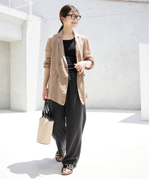 SLOBE IENA（スローブイエナ）の「《シリーズあり/追加》フィブリルリラックスパンツ（その他パンツ・レディース・ベージュ/ブラック系その他/ブラック・38/40）」の4枚目の写真