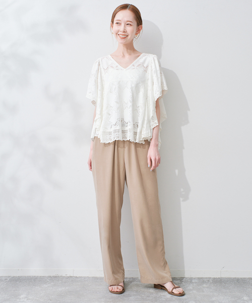 SLOBE IENA(スローブイエナ)の「《シリーズあり/追加》フィブリルリラックスパンツ(その他パンツ・レディース・ベージュ/ブラック系その他/ブラック・38/40)」の8枚目の写真