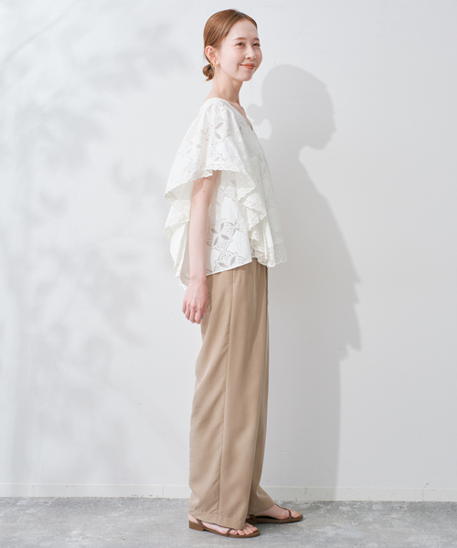 SLOBE IENA(スローブイエナ)の「《シリーズあり/追加》フィブリルリラックスパンツ(その他パンツ・レディース・ベージュ/ブラック系その他/ブラック・38/40)」の9枚目の写真