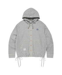 Wacky WiLLy（ワッキーウィリー）の「ウィメンズチェックシアサッカー フードシャツ ジャンパークリーム（ナイロンジャケット）」