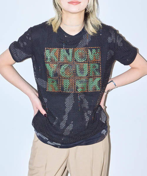 CITYSHOP（シティーショップ）の「MESH Tシャツ（Tシャツ/カットソー・レディース・ブラック/ホワイト・FREE）」の3枚目の写真