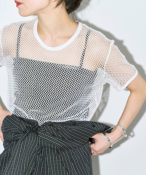 CITYSHOP（シティーショップ）の「MESH Tシャツ（Tシャツ/カットソー・レディース・ブラック/ホワイト・FREE）」の8枚目の写真