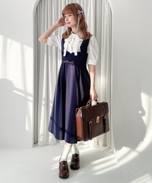 F i.n.t | チェーンビット使いディープVネックジャンパースカート/fint フィント(ジャンパースカート)