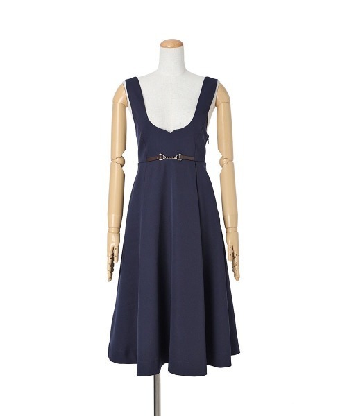 F i.n.t(フィント)の「チェーンビット使いディープVネックジャンパースカート/fint フィント(ジャンパースカート・レディース・ライトグリーン/ネイビー・FREE)」の17枚目の写真