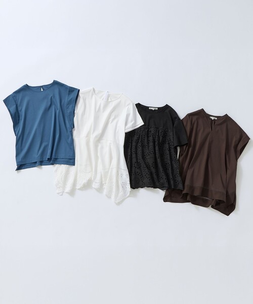 23区 L（ニジュウサンクオオキイサイズ）の「スムースデザイン タフタスリーブ カットソー（Tシャツ/カットソー・レディース・グレー系/ホワイト系/レッド系/ダルブルー系/ブラック系・44/46）」の22枚目の写真