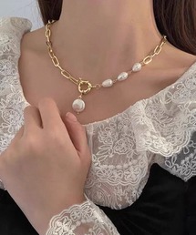 pumpkin port（パンプキンポート）の「パール×チェーンネックレス（ネックレス）」