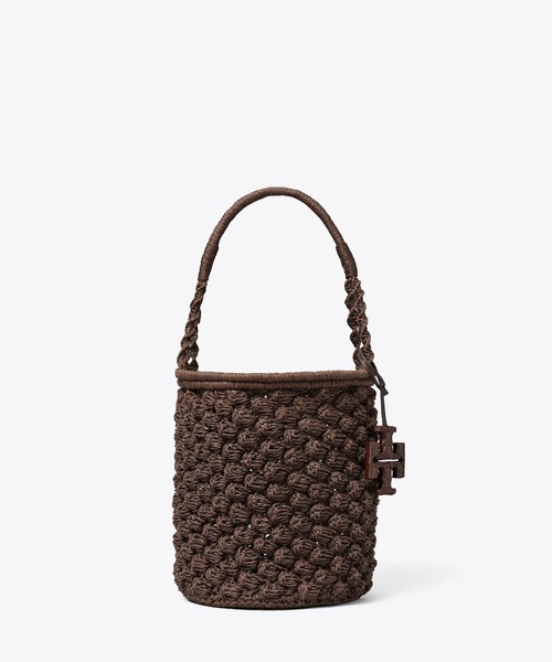 TORY BURCH(トリーバーチ)の「エラ ハンドクロシェ ポップコーン バケットバッグ(ショルダーバッグ・レディース・ダークブラウン/ライム/ベージュ・ONE SIZE)」の2枚目の写真