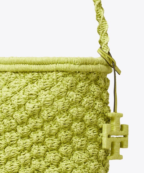 TORY BURCH(トリーバーチ)の「エラ ハンドクロシェ ポップコーン バケットバッグ(ショルダーバッグ・レディース・ダークブラウン/ライム/ベージュ・ONE SIZE)」の4枚目の写真