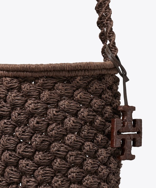 TORY BURCH(トリーバーチ)の「エラ ハンドクロシェ ポップコーン バケットバッグ(ショルダーバッグ・レディース・ダークブラウン/ライム/ベージュ・ONE SIZE)」の11枚目の写真