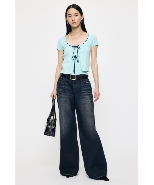 MOUSSY(マウジー)の「STITCH DETAIL カーディガン&キャミソール(ニット/セーター・レディース・ブラック/ミント/オフホワイト・FREE)」の7枚目の写真