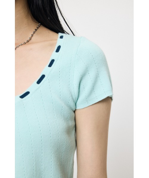 MOUSSY(マウジー)の「STITCH DETAIL カーディガン&キャミソール(ニット/セーター・レディース・ブラック/ミント/オフホワイト・FREE)」の13枚目の写真