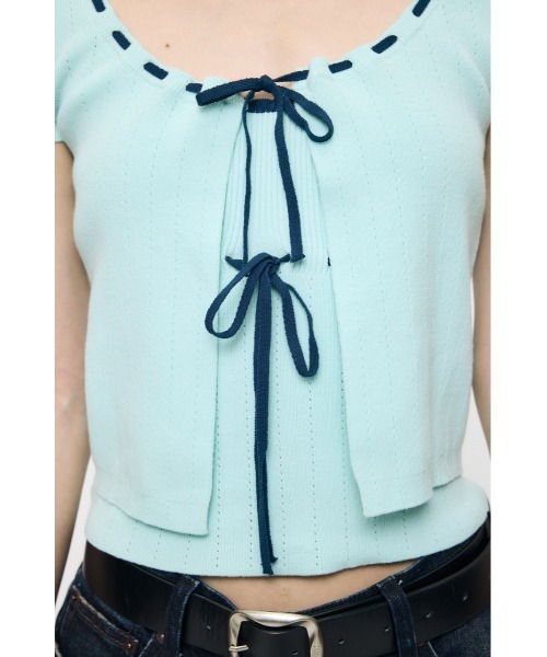MOUSSY(マウジー)の「STITCH DETAIL カーディガン&キャミソール(ニット/セーター・レディース・ブラック/ミント/オフホワイト・FREE)」の14枚目の写真