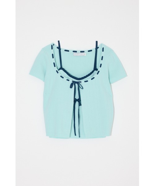 MOUSSY(マウジー)の「STITCH DETAIL カーディガン&キャミソール(ニット/セーター・レディース・ブラック/ミント/オフホワイト・FREE)」の17枚目の写真
