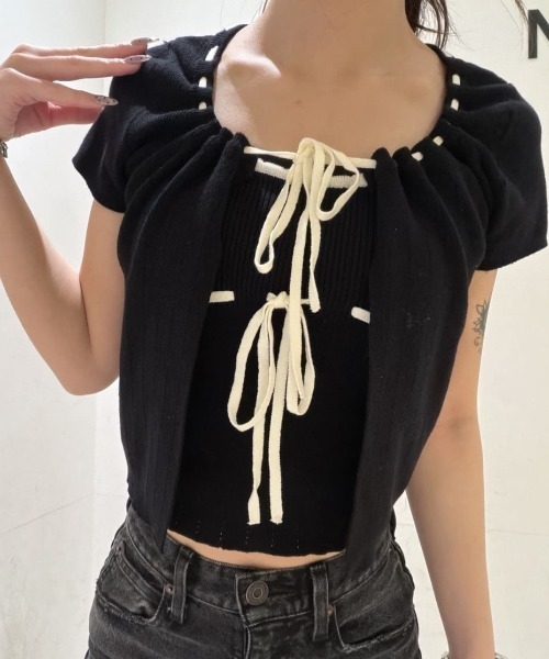 セール】STITCH DETAIL カーディガン&キャミソール（ニット/セーター