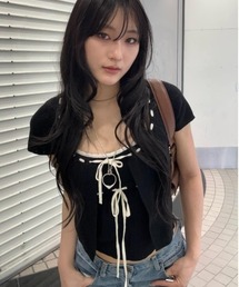 MOUSSY（マウジー）の「STITCH DETAIL カーディガン&キャミソール（ニット/セーター）」
