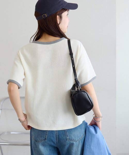DISCOAT（ディスコート）の「バイカラーリングドットヘンリー5分袖プルオーバー（Tシャツ/カットソー・レディース・アイボリー/ボルドー/ネイビー・FREE）」の8枚目の写真