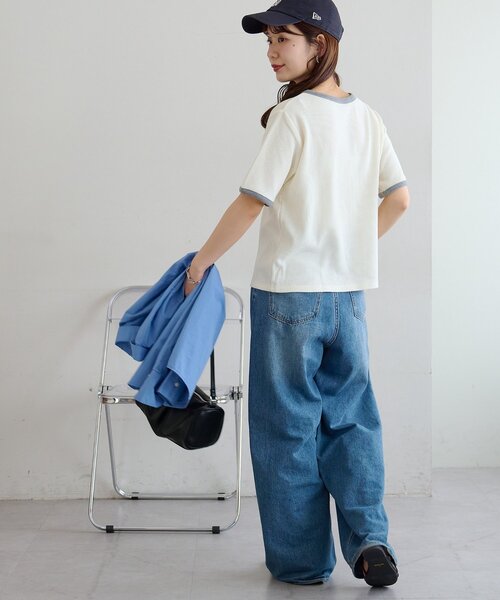 DISCOAT（ディスコート）の「バイカラーリングドットヘンリー5分袖プルオーバー（Tシャツ/カットソー・レディース・アイボリー/ボルドー/ネイビー・FREE）」の6枚目の写真