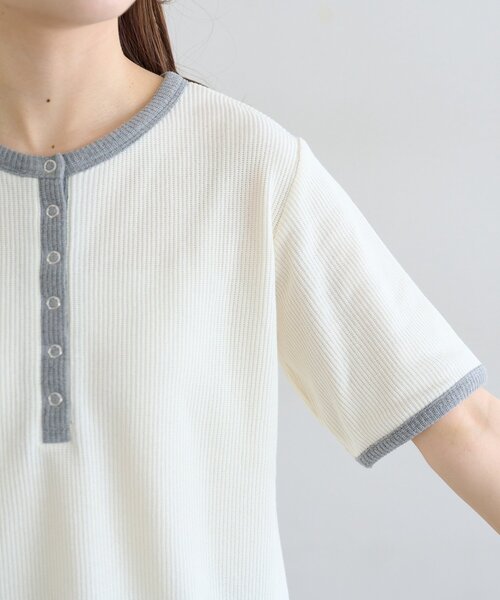DISCOAT（ディスコート）の「バイカラーリングドットヘンリー5分袖プルオーバー（Tシャツ/カットソー・レディース・アイボリー/ボルドー/ネイビー・FREE）」の15枚目の写真
