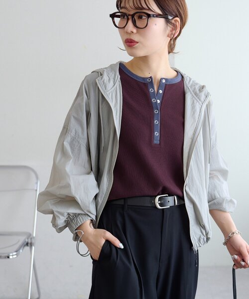 DISCOAT（ディスコート）の「バイカラーリングドットヘンリー5分袖プルオーバー（Tシャツ/カットソー・レディース・アイボリー/ボルドー/ネイビー・FREE）」の19枚目の写真