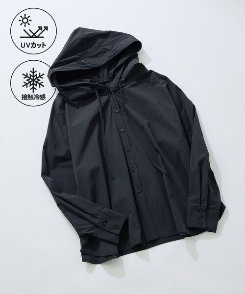 ear PAPILLONNER(イアパピヨネ)の「シャツパーカー【SUM1 STYLE】(シャツ/ブラウス・レディース・ブラック/ホワイト/レモンイエロー・FREE)」の3枚目の写真