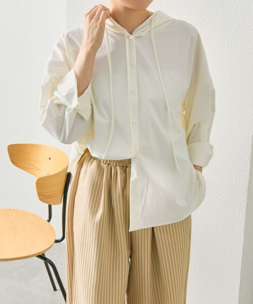 ear PAPILLONNER(イアパピヨネ)の「シャツパーカー【SUM1 STYLE】(シャツ/ブラウス・レディース・ブラック/ホワイト/レモンイエロー・FREE)」の5枚目の写真