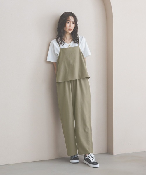 GLOBAL WORK（グローバルワーク）の「冷感サロペットTEEセット（ワンピース・レディース・チャコールグレー/ブラック/カーキ・MEDIUM/LARGE）」の4枚目の写真