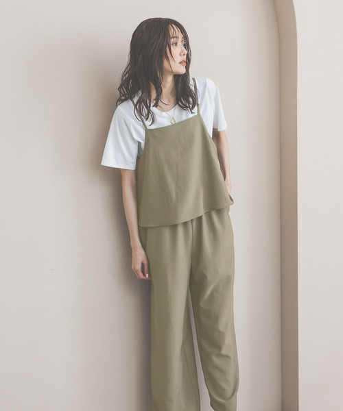 GLOBAL WORK（グローバルワーク）の「冷感サロペットTEEセット（ワンピース・レディース・チャコールグレー/ブラック/カーキ・MEDIUM/LARGE）」の7枚目の写真