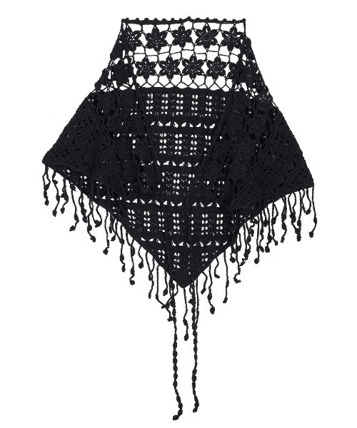 Ameri（アメリ）の「FLOWER MOTIF KNIT SCARF（ストール/ショール・レディース・ブラック/アイボリー・FREE）」の16枚目の写真