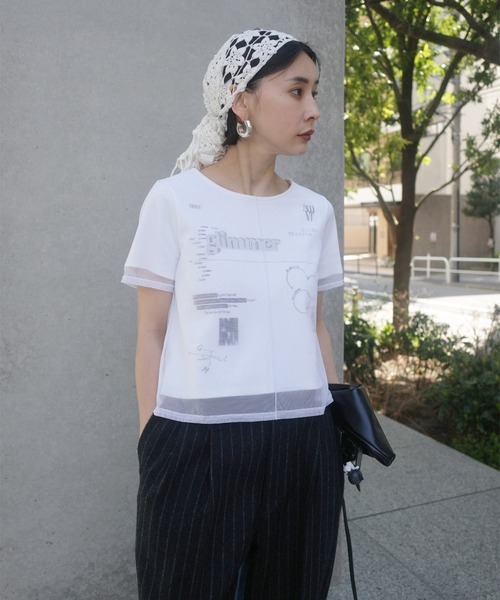 Ameri（アメリ）の「FLOWER MOTIF KNIT SCARF（ストール/ショール・レディース・ブラック/アイボリー・FREE）」の10枚目の写真
