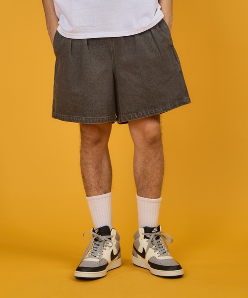 BURLAP OUTFITTER（バーラップアウトフィッター）の「BURLAP OUTFITTER 【バーラップアウトフィッター】 - QD DENIM TRACK SHORT（Tシャツ/カットソー・メンズ・ブラック系その他/インディゴブルー・MEDIUM/LARGE/X-LARGE）」の2枚目の写真