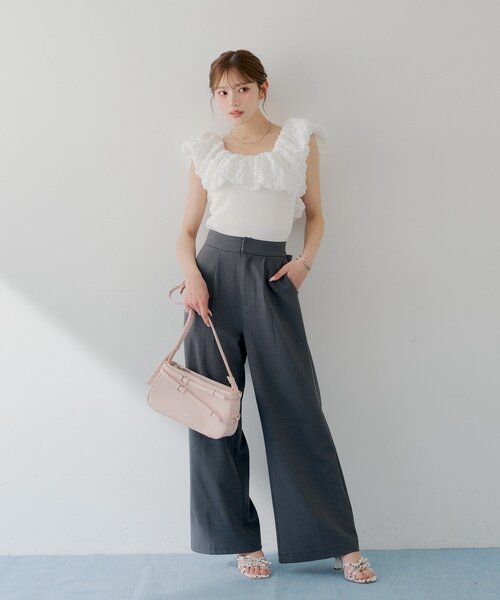 Chico（チコ）の「【SALON by Chico】ジャガードパフスリーブドッキングニット（ニット/セーター・レディース・グレー/ホワイト/ブラック・FREE）」の15枚目の写真