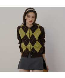 Soft touch argyle cardigan [TISP05CD01]_Brown