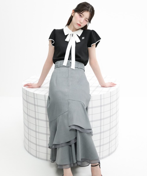 JILL by JILL STUART(ジルバイジルスチュアート)の「シアーランダムヘムスカート(スカート・レディース・グレー系その他/ベージュ・SMALL/MEDIUM)」の1枚目の写真