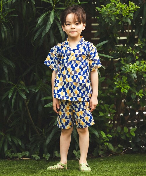 幾何学柄 甚平 2026SS （90～130cm）お祭り 女の子 男の子 夏休み 花火
