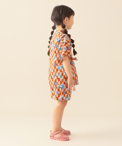 BEAMS mini(ビームスミニ)の「幾何学柄 甚平 2026SS (90~130cm)お祭り 女の子 男の子 夏休み 花火大会 夕涼み(浴衣・キッズ・ブルー/オレンジ・S(90~100)/M(110~120)/L(130~140))」の8枚目の写真