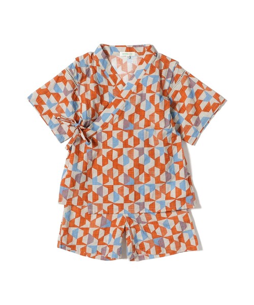 BEAMS mini(ビームスミニ)の「幾何学柄 甚平 2026SS (90~130cm)お祭り 女の子 男の子 夏休み 花火大会 夕涼み(浴衣・キッズ・ブルー/オレンジ・S(90~100)/M(110~120)/L(130~140))」の18枚目の写真